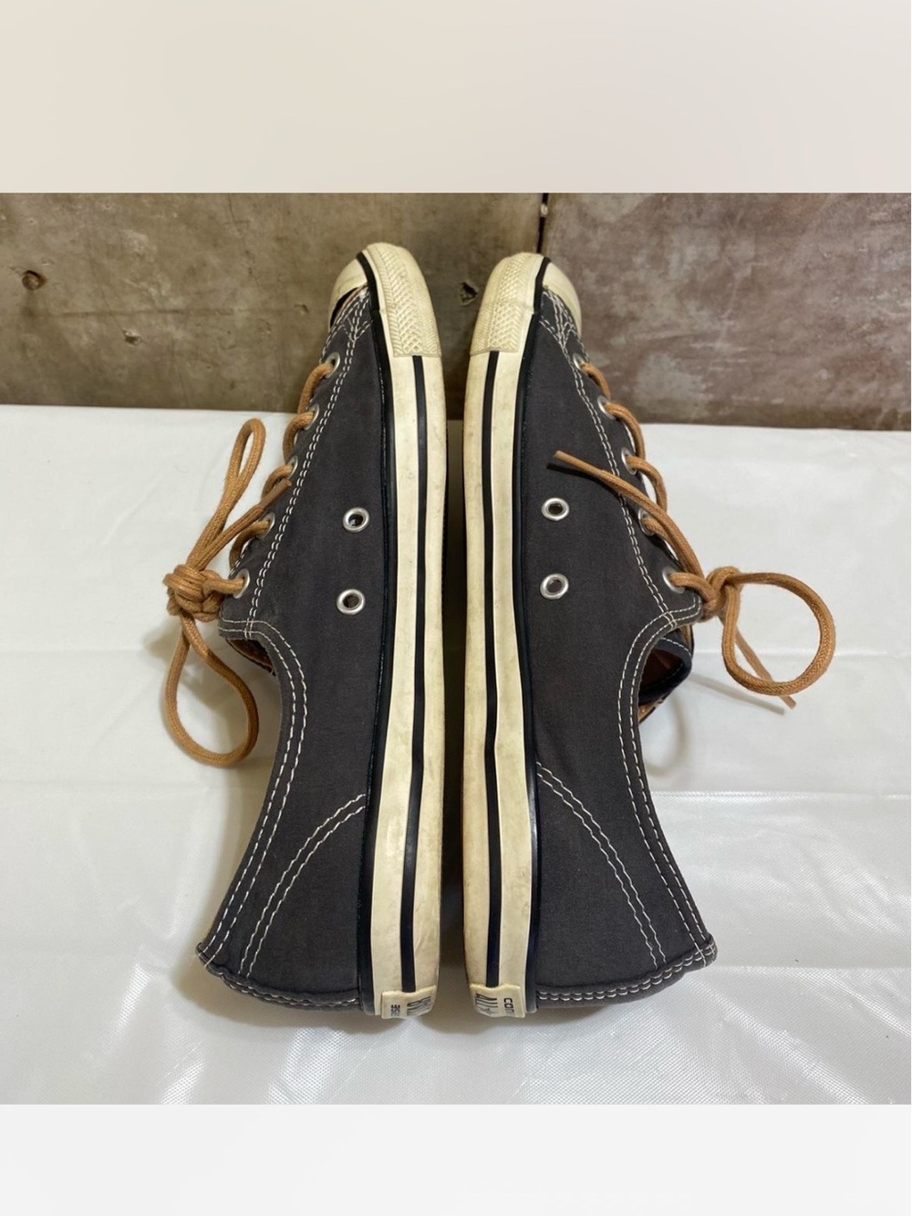 Converse Low-Top Canvas Sneakers in Charcoal with Tan Laces - Picture 3 of 7